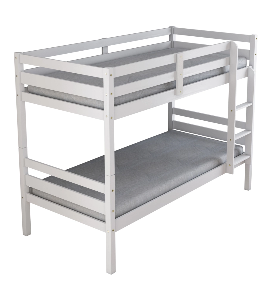 LETTO A CASTELLO "LIONE" IN PINO MASSELLO BIANCO LACCATO 90X190X150 CM